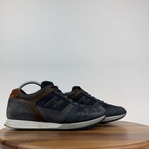 $495 Mens Hogan Panelled Blue Leather Low Comfort Casual Sneakers Size 9 M GUC